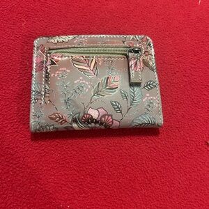Safe Keeper Floral Compact Wallet in Gray and Pink